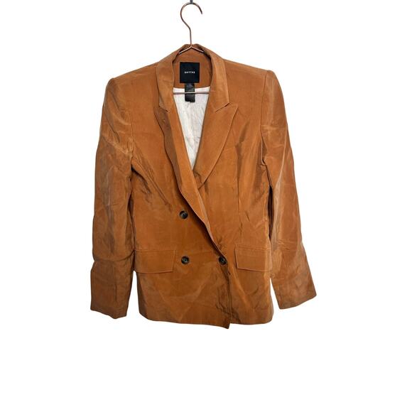 SMYTHE Tan Desert Double Breasted Tuck In Blazer Jacket Chic Western Size XS/S - Picture 2 of 16